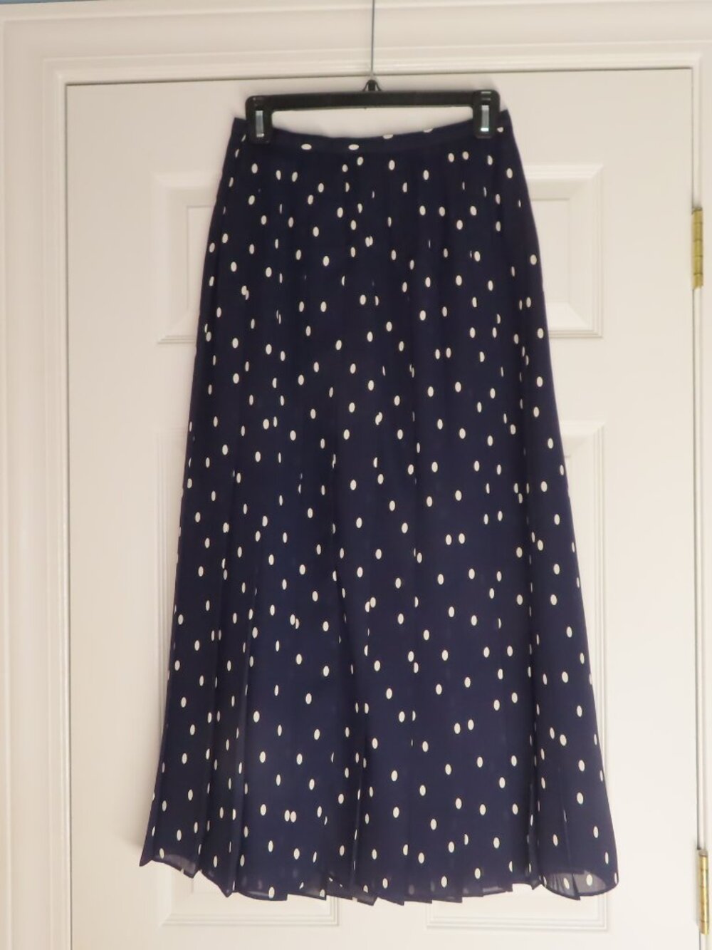Norton Mcnaughton Maxi Skirt Size 6 Pleated Polka Dot Blue White Lined Nautical